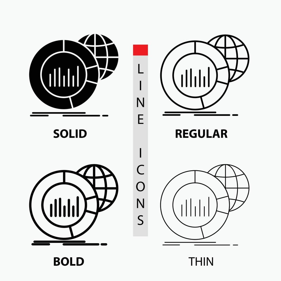 stor. Diagram. data. värld. infographic ikon i tunn. regelbunden. djärv linje och glyf stil. vektor illustration