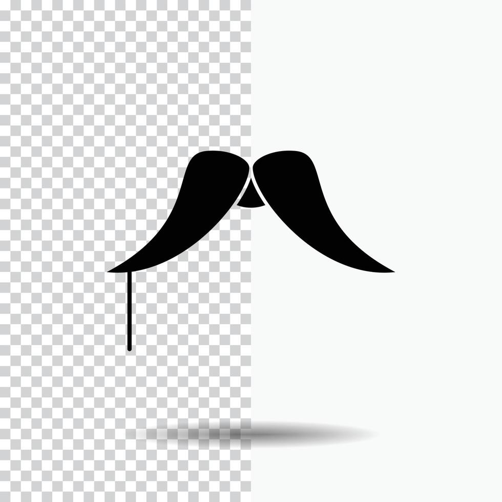 mustasch. hipster. flyttar. manlig. män glyf ikon på transparent bakgrund. svart ikon vektor