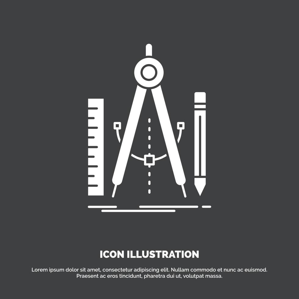 bygga. design. geometri. matematik. verktyg ikon. glyf vektor symbol för ui och ux. hemsida eller mobil Ansökan