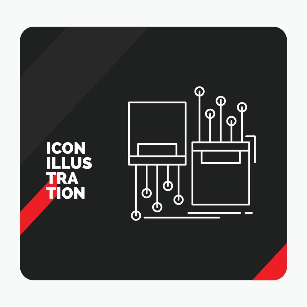 roter und schwarzer kreativer präsentationshintergrund für digital. Faser. elektronisch. Fahrbahn. Kabelleitungssymbol vektor