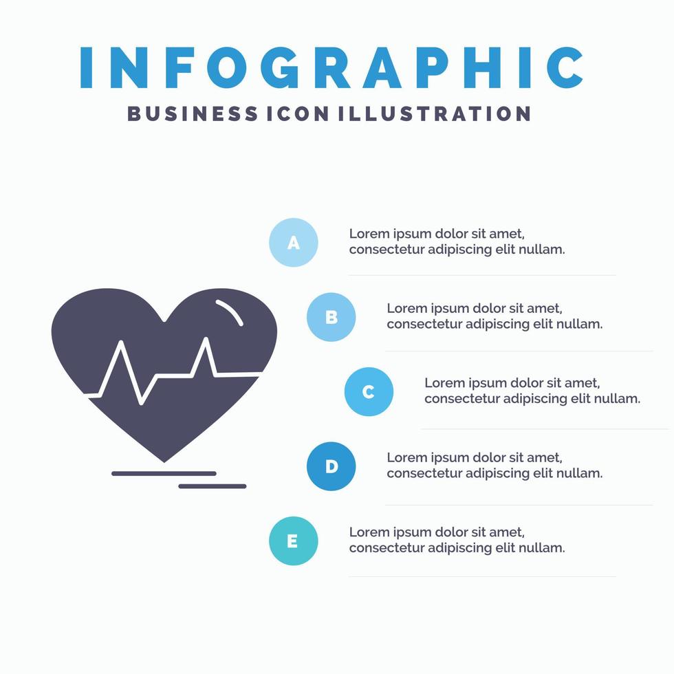 ecg. hjärta. hjärtslag. puls. slå infographics mall för hemsida och presentation. glyf grå ikon med blå infographic stil vektor illustration.