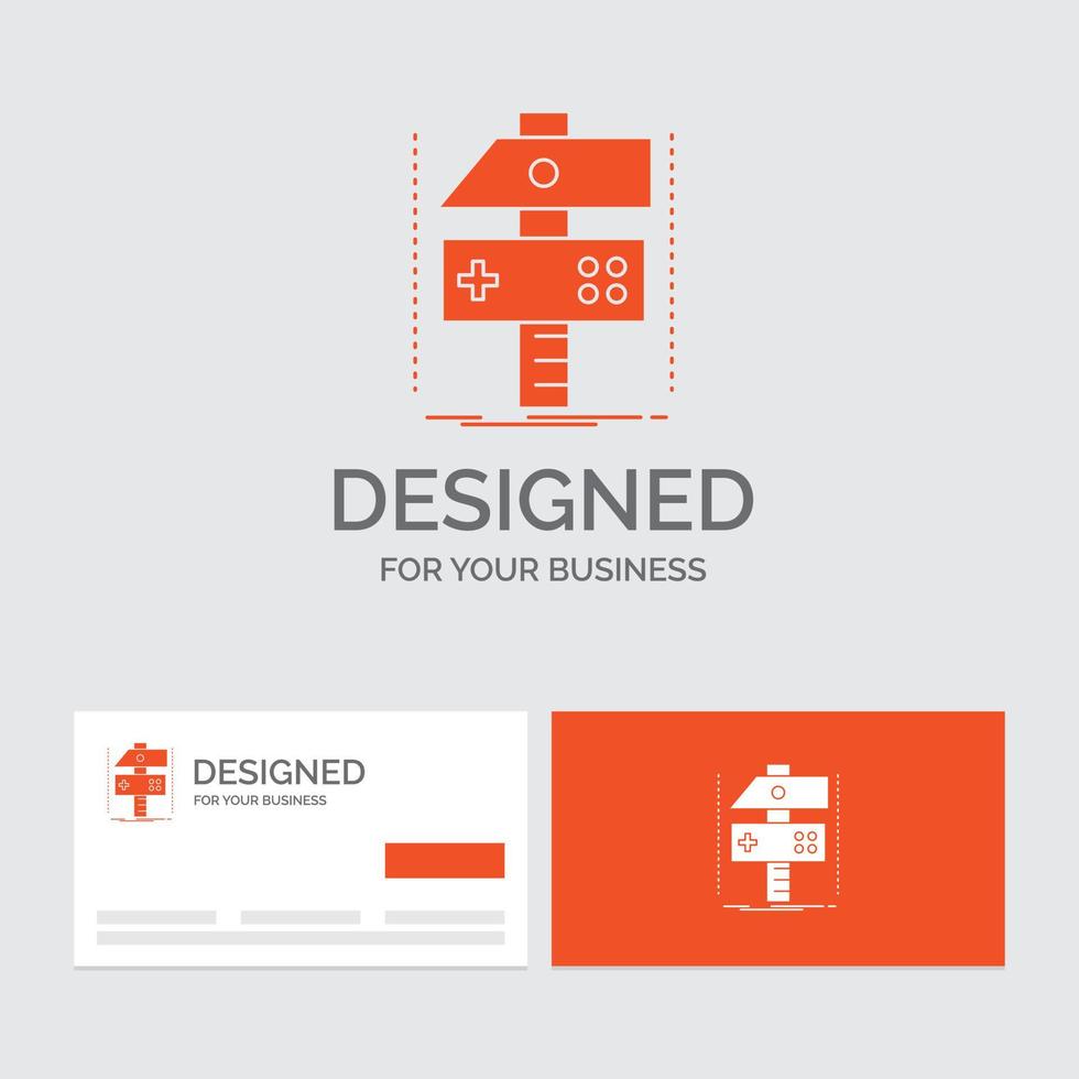 företag logotyp mall för bygga. hantverk. utveckla. utvecklaren. spel. orange besöker kort med varumärke logotyp mall. vektor