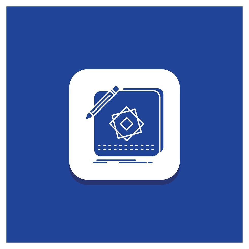blauer runder Knopf für Design. App. Logo. Anwendung. Design-Glyphe-Symbol vektor