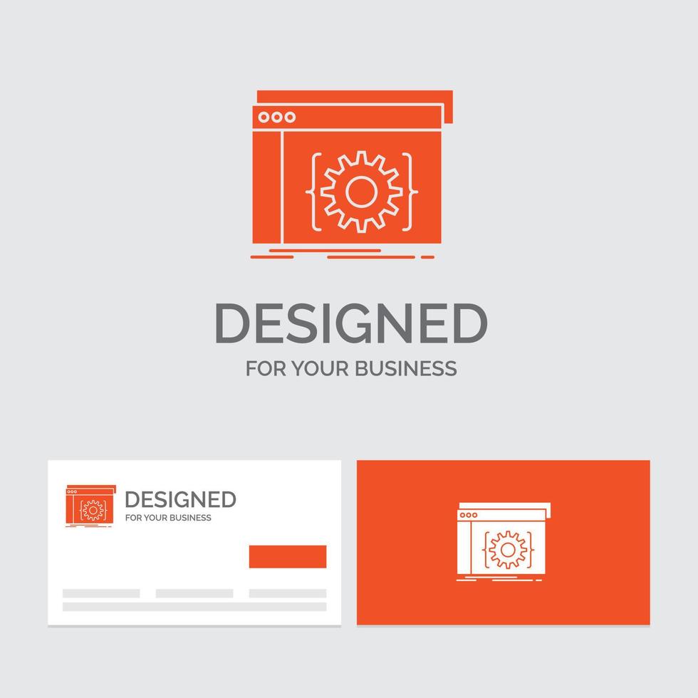 Business-Logo-Vorlage für API. App. Kodierung. Entwickler. Software. orange visitenkarten mit markenlogo-vorlage. vektor