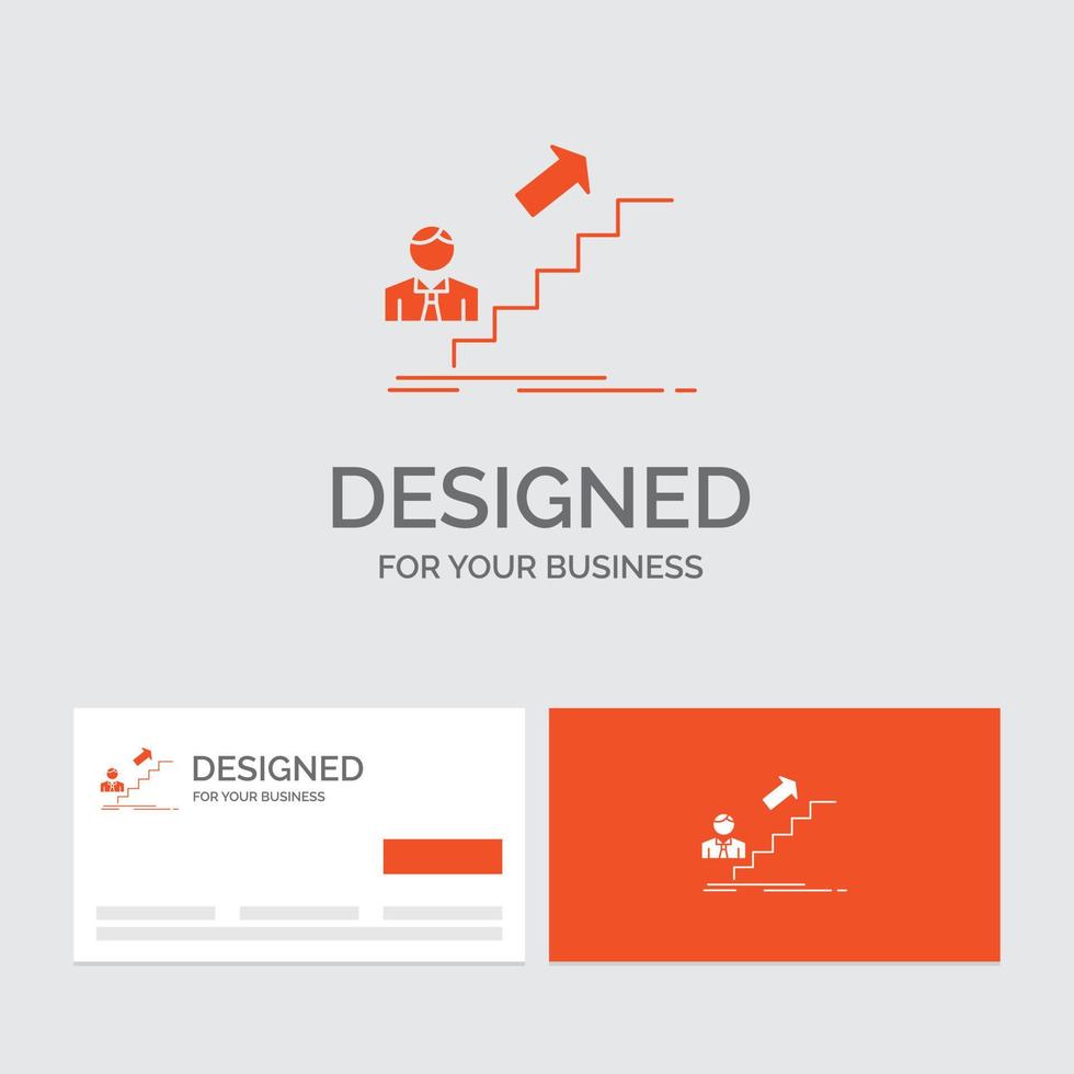 Business-Logo-Vorlage für Werbung. Erfolg. Entwicklung. Führer. Werdegang. orange visitenkarten mit markenlogo-vorlage. vektor