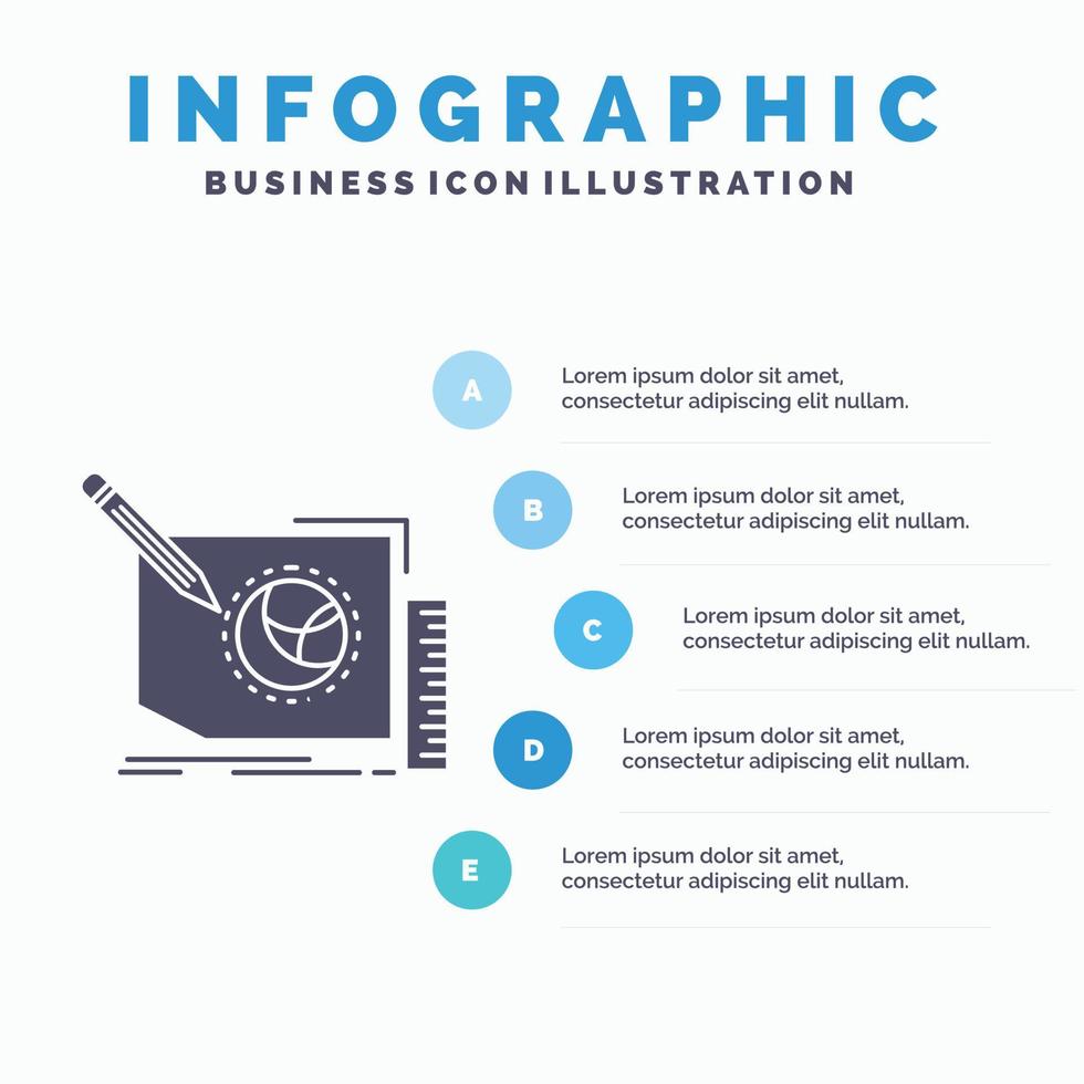 innehåll. design. ram. sida. text infographics mall för hemsida och presentation. glyf grå ikon med blå infographic stil vektor illustration.