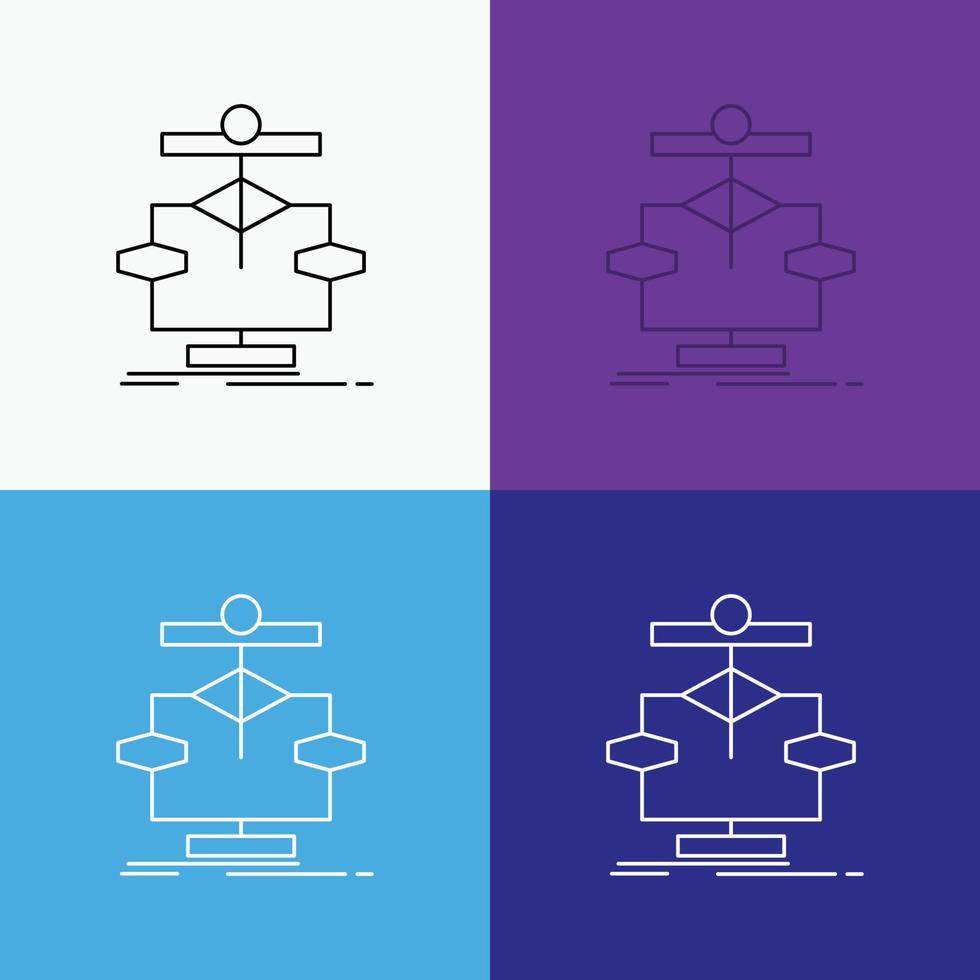 algoritm. Diagram. data. diagram. strömma ikon över olika bakgrund. linje stil design. designad för webb och app. eps 10 vektor illustration