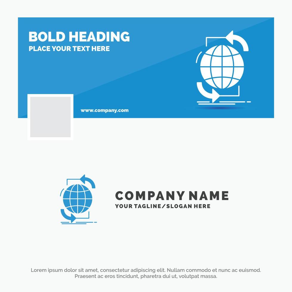 blaue Business-Logo-Vorlage für Konnektivität. global. Internet. Netzwerk. Netz. Facebook-Timeline-Banner-Design. Vektor-Web-Banner-Hintergrund-Illustration vektor