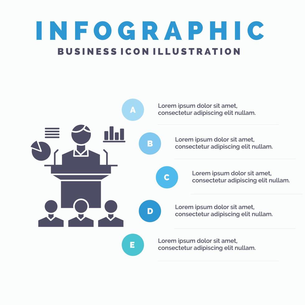 företag. konferens. konvent. presentation. seminarium infographics mall för hemsida och presentation. glyf grå ikon med blå infographic stil vektor illustration.