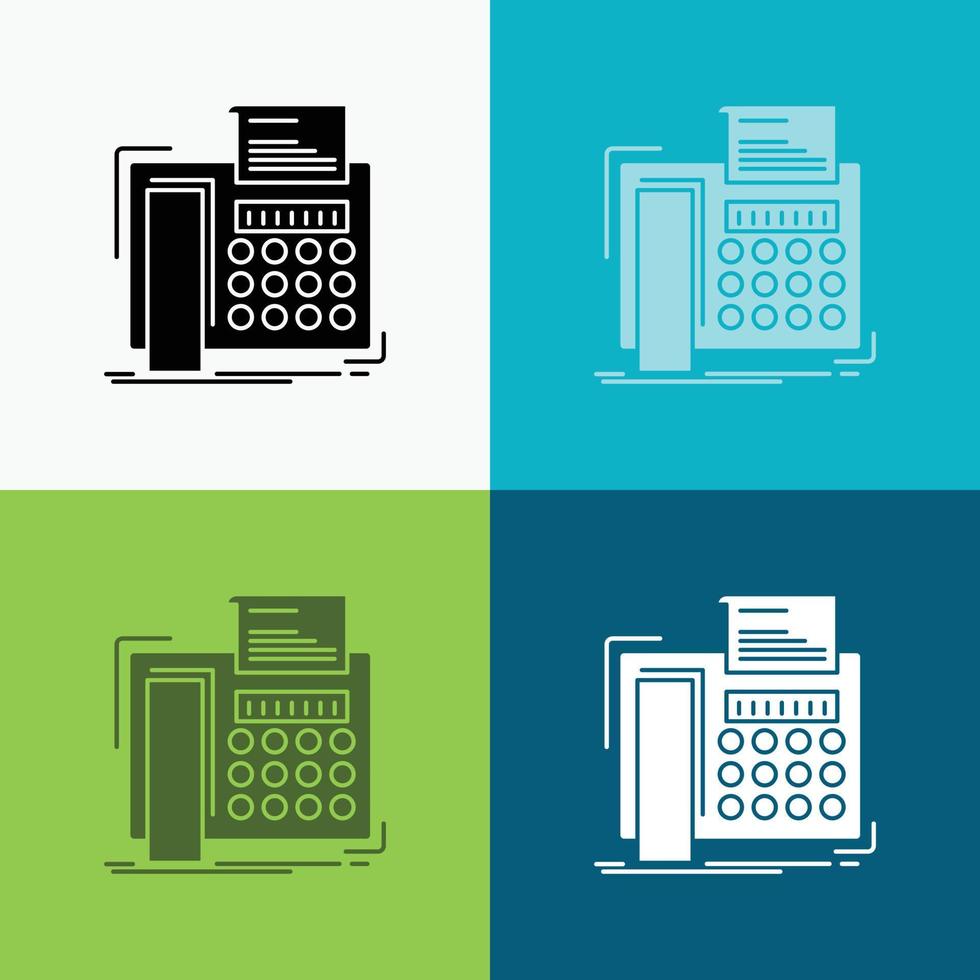 fax. meddelande. telefon. telefax. kommunikation ikon över olika bakgrund. glyf stil design. designad för webb och app. eps 10 vektor illustration