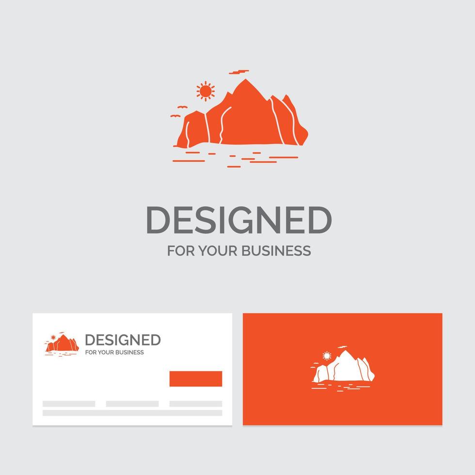 företag logotyp mall för natur. kulle. landskap. berg. scen. orange besöker kort med varumärke logotyp mall. vektor