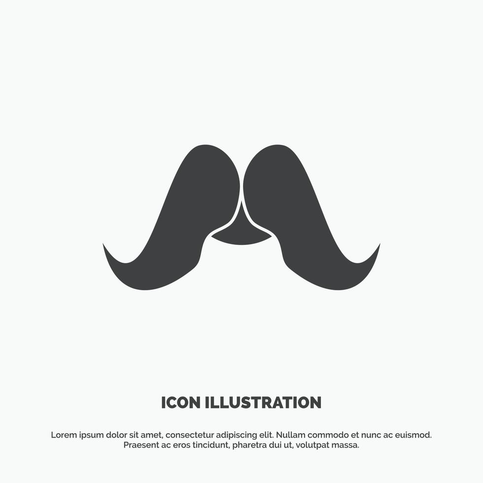 mustasch. hipster. flyttar. manlig. män ikon. glyf vektor grå symbol för ui och ux. hemsida eller mobil Ansökan