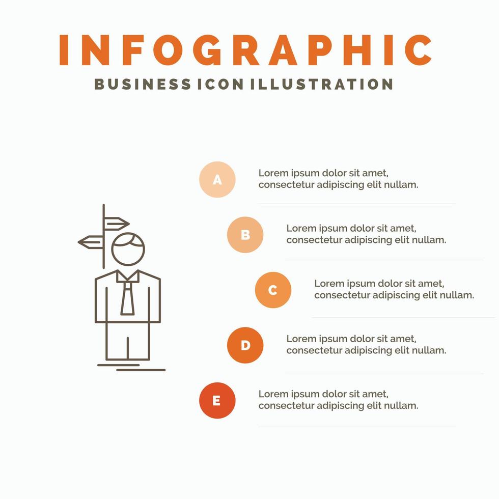 pil. val. välja. beslut. riktning infographics mall för hemsida och presentation. linje grå ikon med orange infographic stil vektor illustration