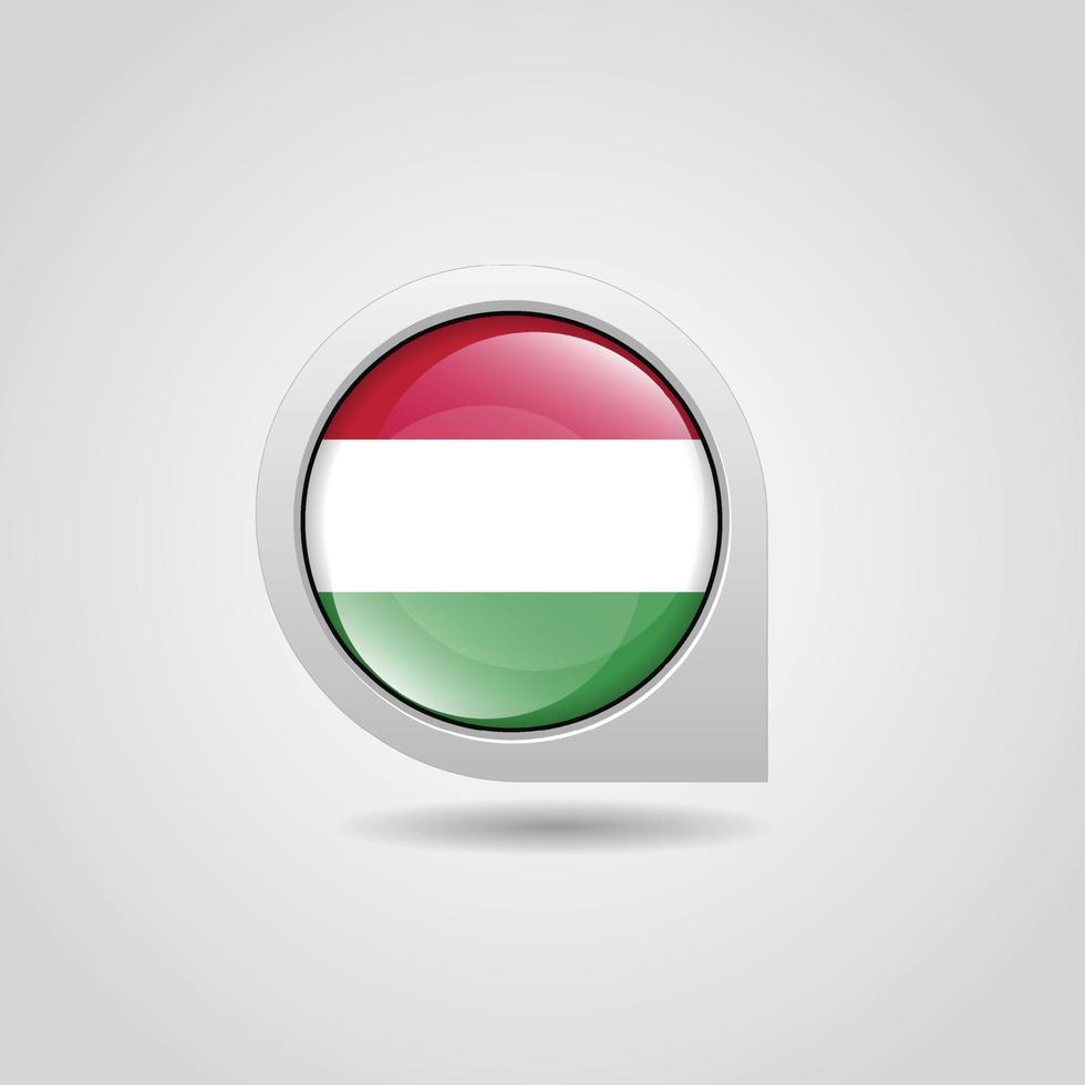 Karte Pin mit ungarischer Flagge vektor