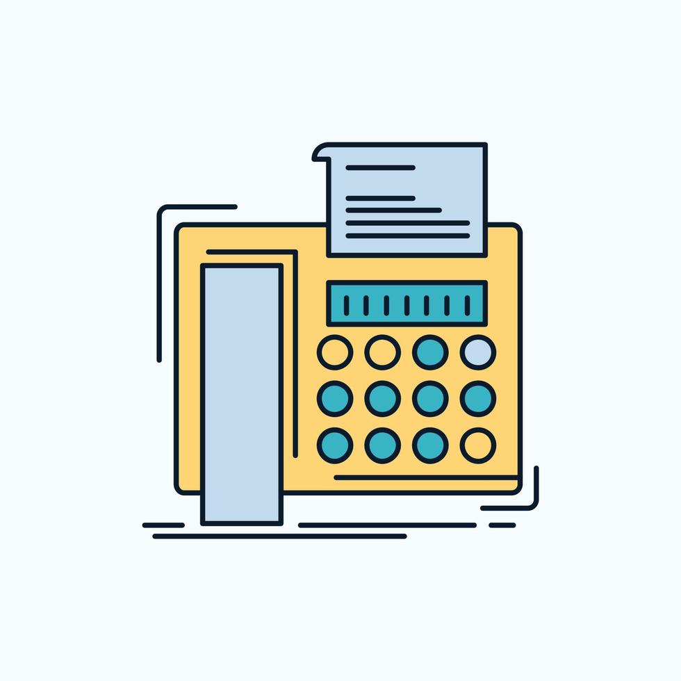 fax. meddelande. telefon. telefax. kommunikation platt ikon. grön och gul tecken och symboler för hemsida och mobil tillämpning. vektor illustration