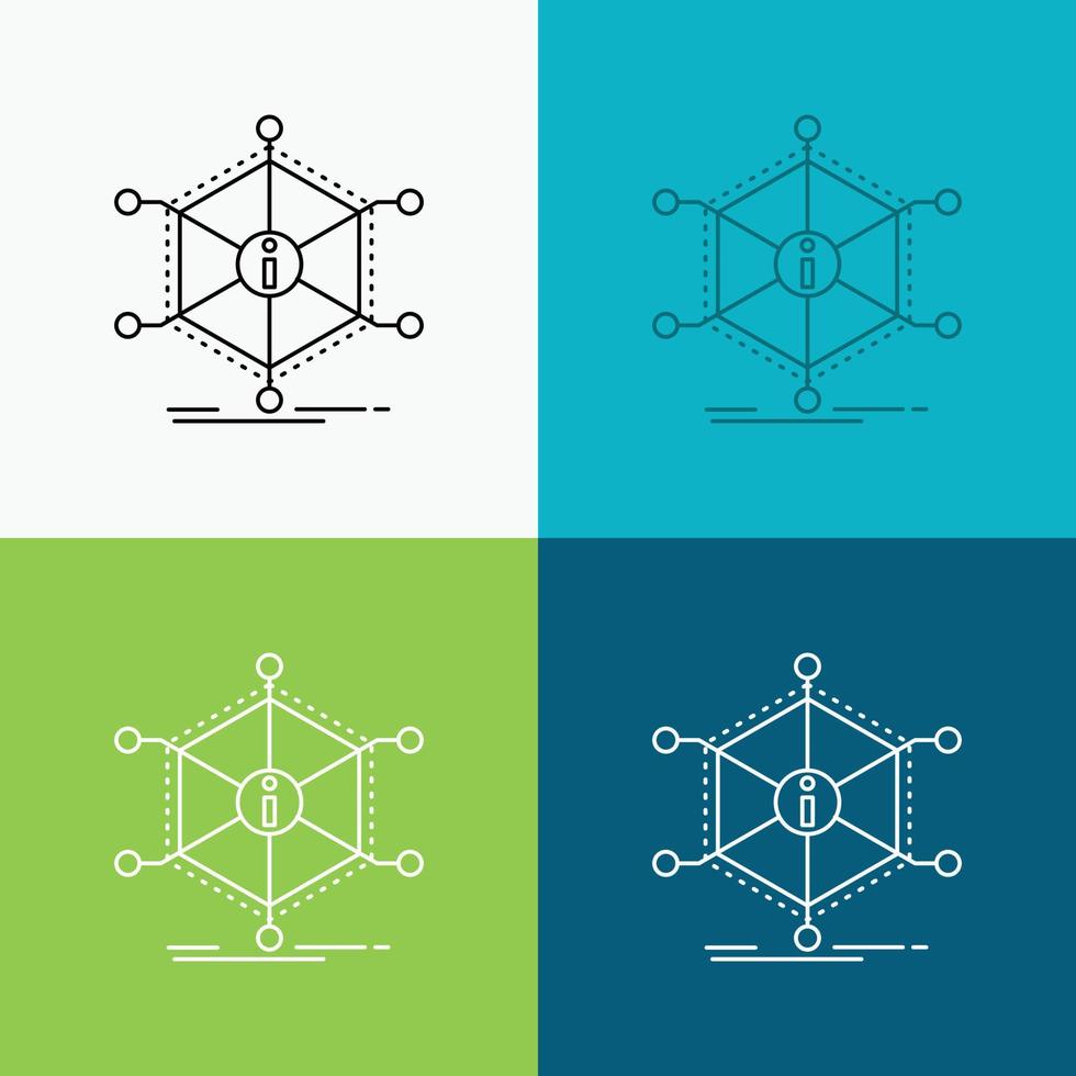 Daten. Hilfe. die Info. Information. Ressourcensymbol über verschiedenen Hintergrund. Linienstil-Design. entwickelt für Web und App. eps 10-Vektorillustration vektor