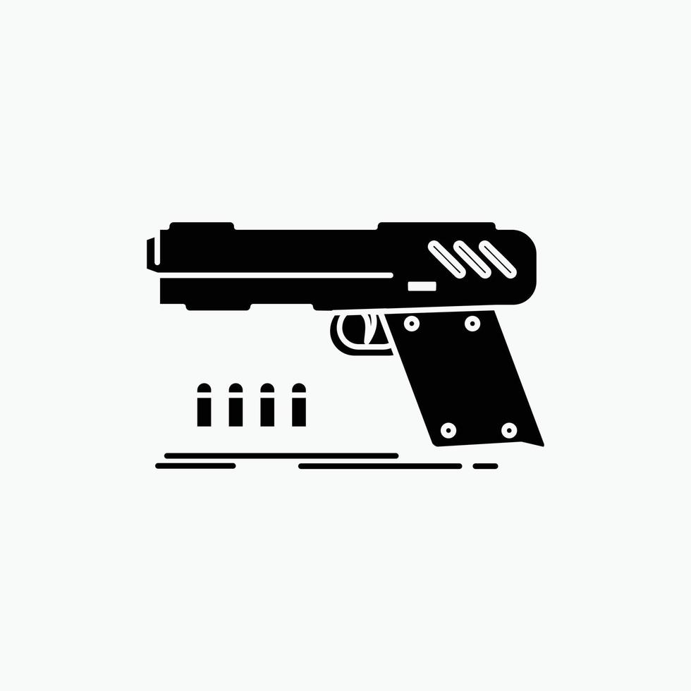 Pistole. Pistole. Pistole. Schütze. Symbol für Waffenglyphe. vektor isolierte illustration