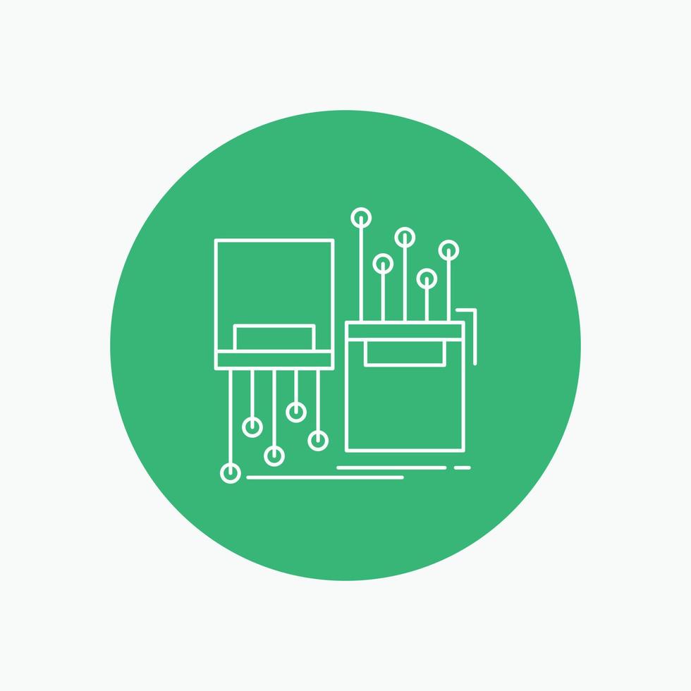 Digital. Faser. elektronisch. Fahrbahn. Kabel weiße Linie Symbol im Kreis Hintergrund. Vektor-Symbol-Illustration vektor