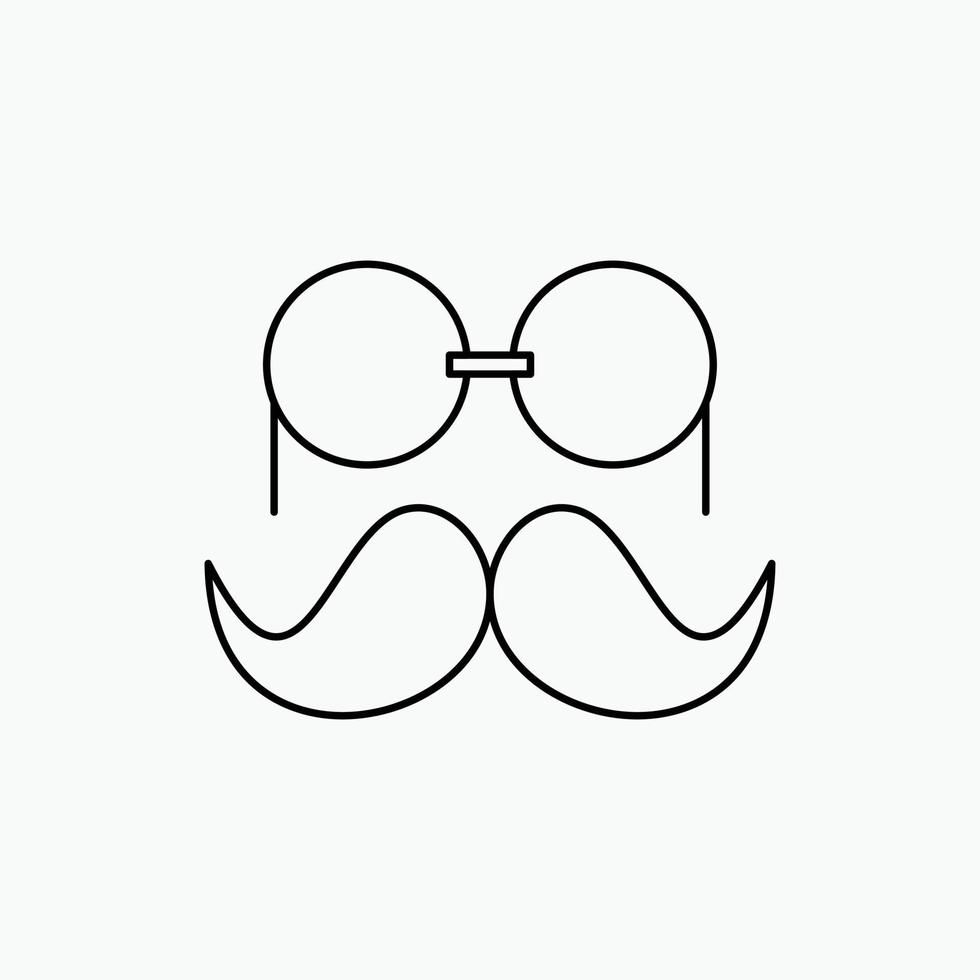 mustasch. hipster. flyttar. glasögon. män linje ikon. vektor isolerat illustration