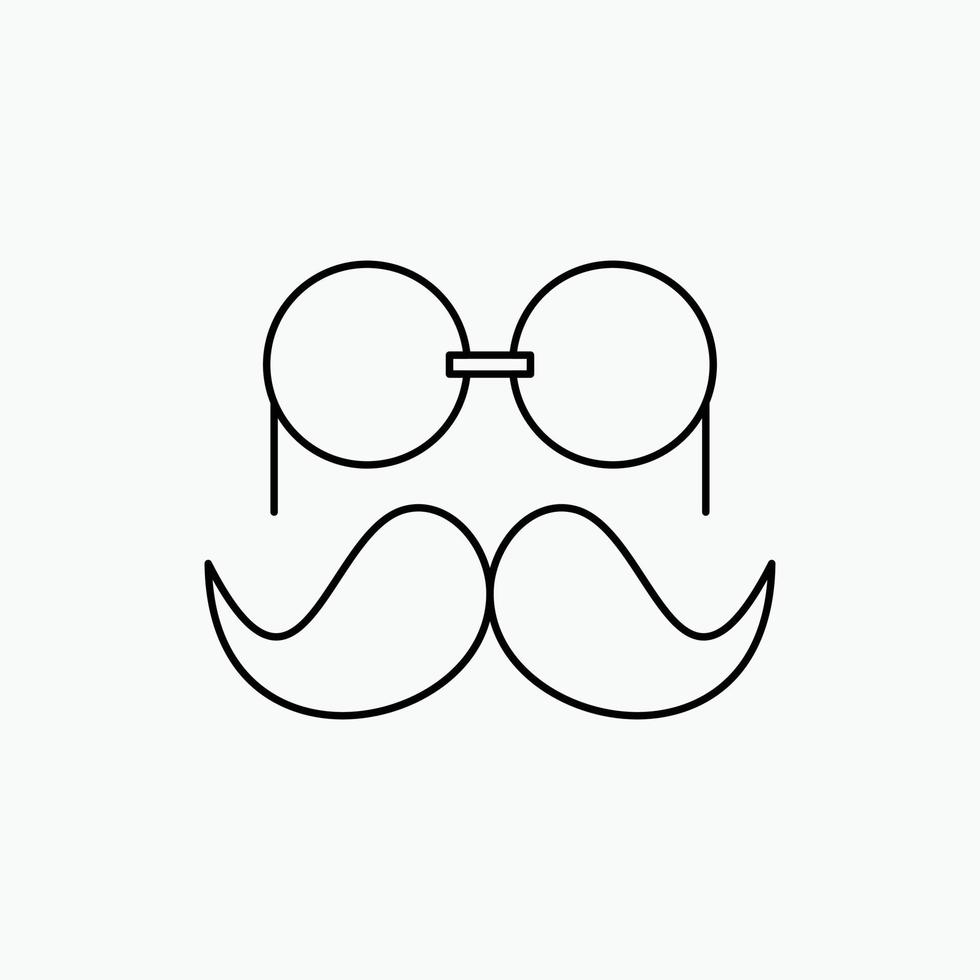 Schnurrbart. Hipster. Umzug. Brille. Männer Liniensymbol. vektor isolierte illustration