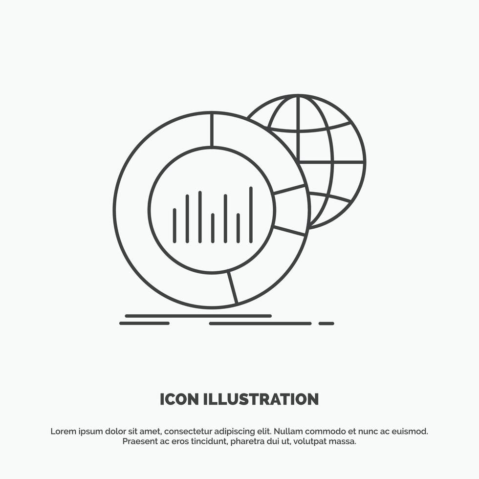 stor. Diagram. data. värld. infographic ikon. linje vektor grå symbol för ui och ux. hemsida eller mobil Ansökan