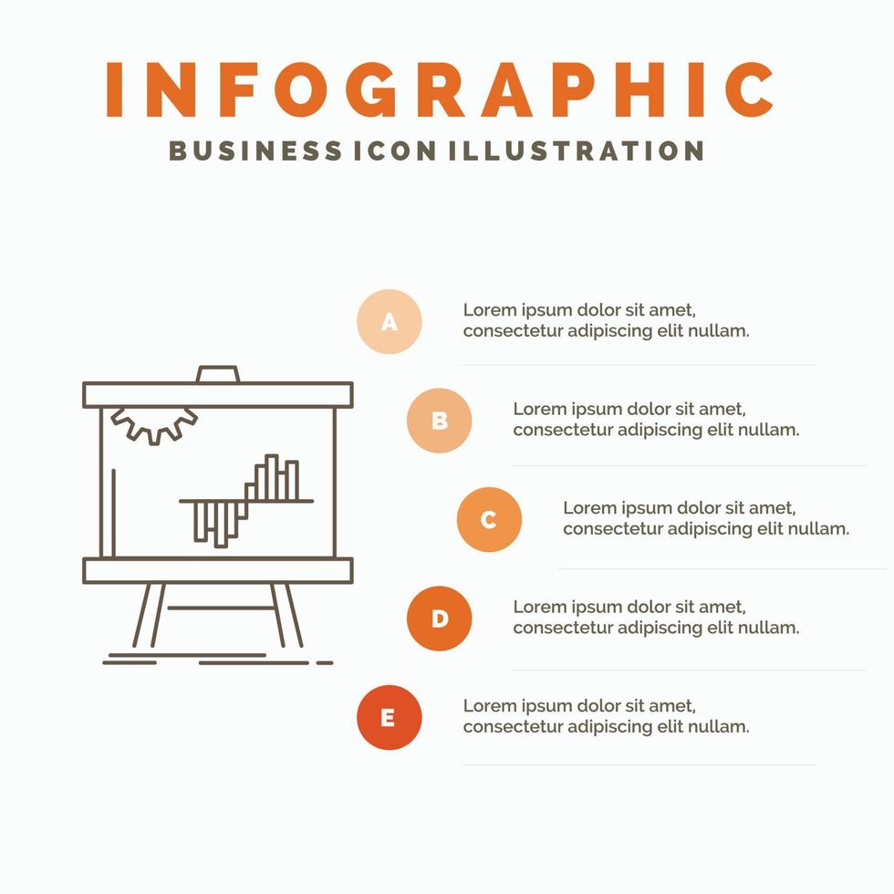 Geschäft. Diagramm. Daten. Graph. Statistik-Infografik-Vorlage für Website und Präsentation. Linie graues Symbol mit orangefarbener Infografik-Stil-Vektorillustration vektor