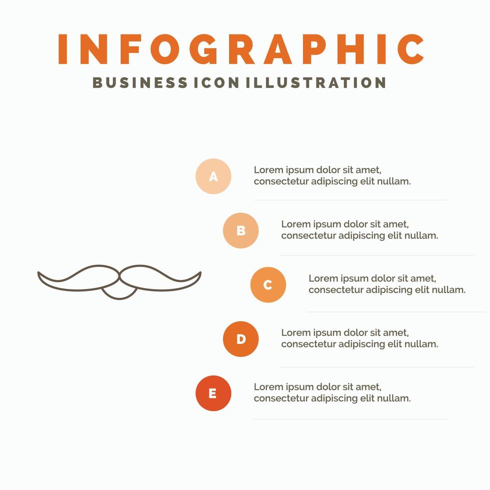 Schnurrbart. Hipster. Umzug. männlich. Männer-Infografik-Vorlage für Website und Präsentation. Linie graues Symbol mit orangefarbener Infografik-Stil-Vektorillustration vektor