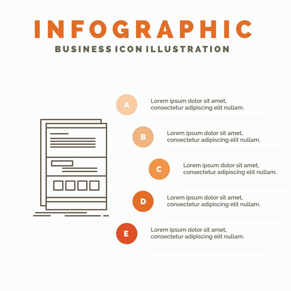 Browser. dynamisch. Internet. Seite. Responsive Infografik-Vorlage für Website und Präsentation. Linie graues Symbol mit orangefarbener Infografik-Stil-Vektorillustration vektor