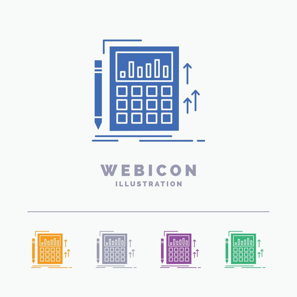 Buchhaltung. Prüfung. Banken. Berechnung. Rechner 5-Farben-Glyphen-Web-Icon-Vorlage isoliert auf Weiß. Vektor-Illustration vektor
