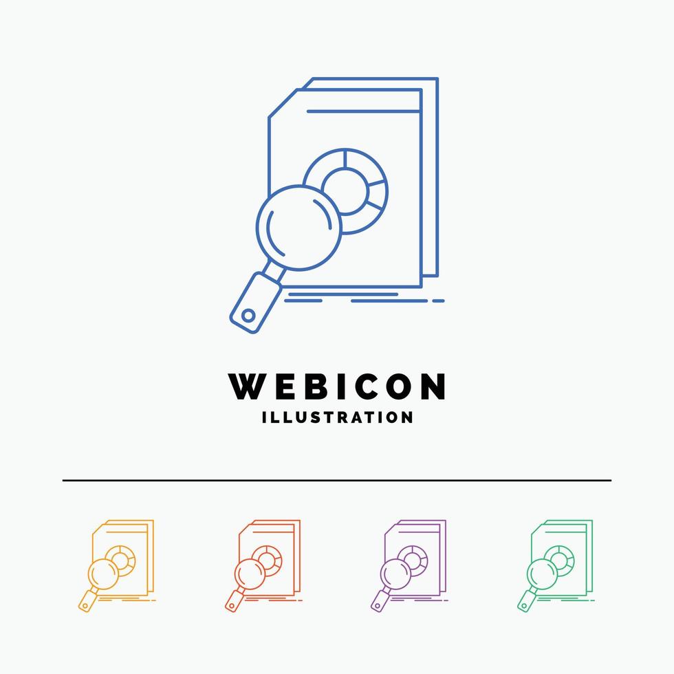 Analyse. Daten. finanziell. Markt. Forschung 5-farbige Linie Web-Icon-Vorlage isoliert auf weiß. Vektor-Illustration vektor