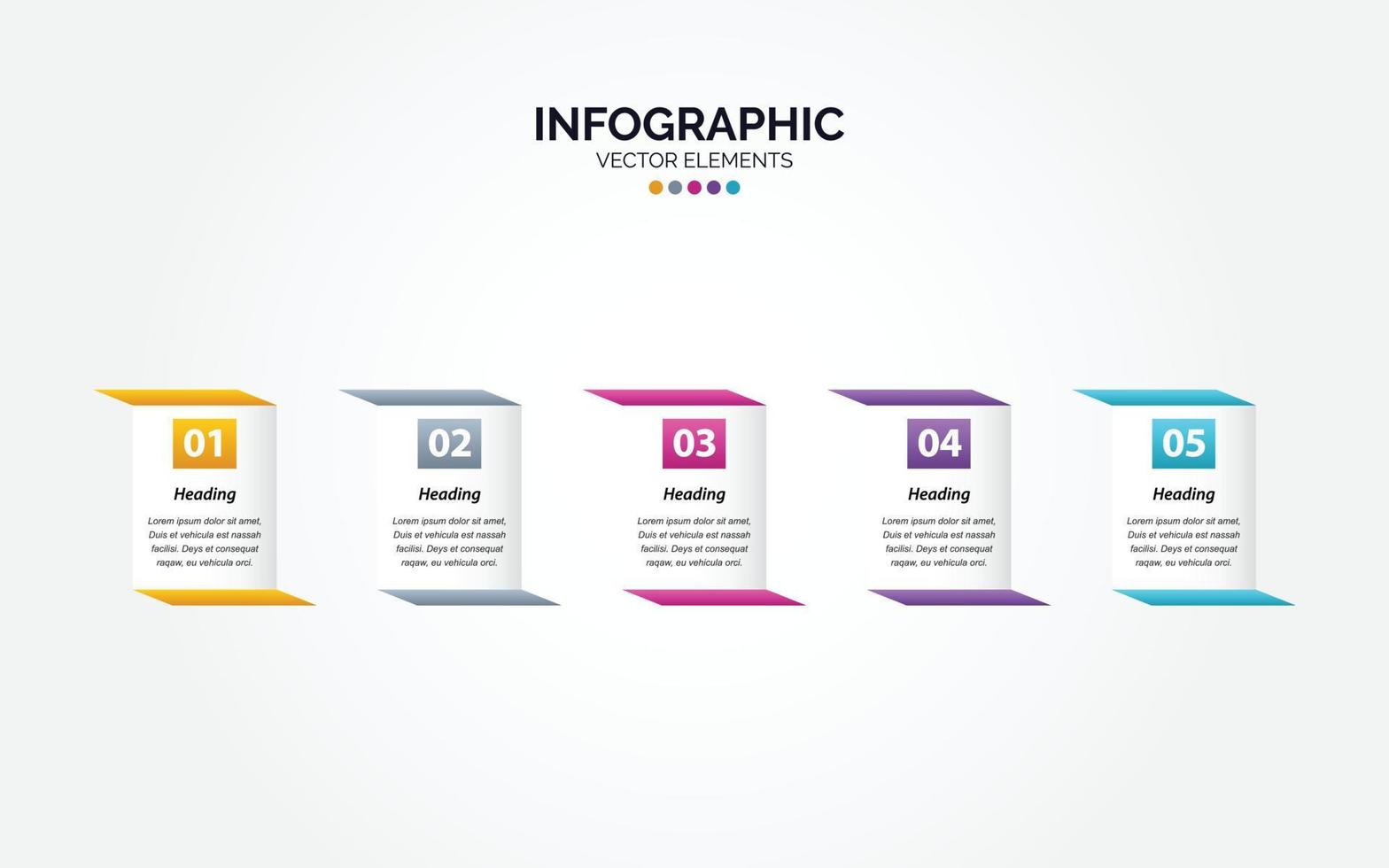 Timeline 5 Optionen horizontale Infografik für Präsentationen Workflow-Prozessdiagramm-Flussdiagrammbericht vektor