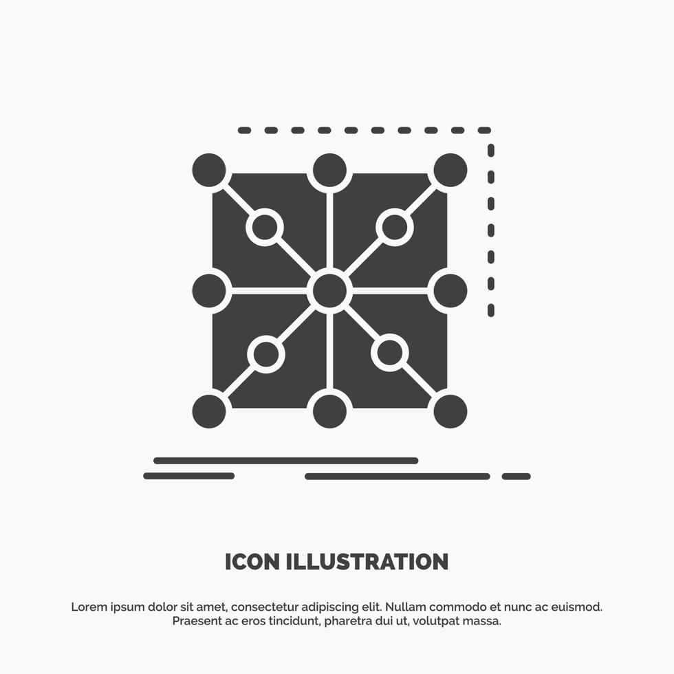 Daten. Rahmen. App. Cluster. komplexes Symbol. Glyphenvektor graues Symbol für ui und ux. Website oder mobile Anwendung vektor