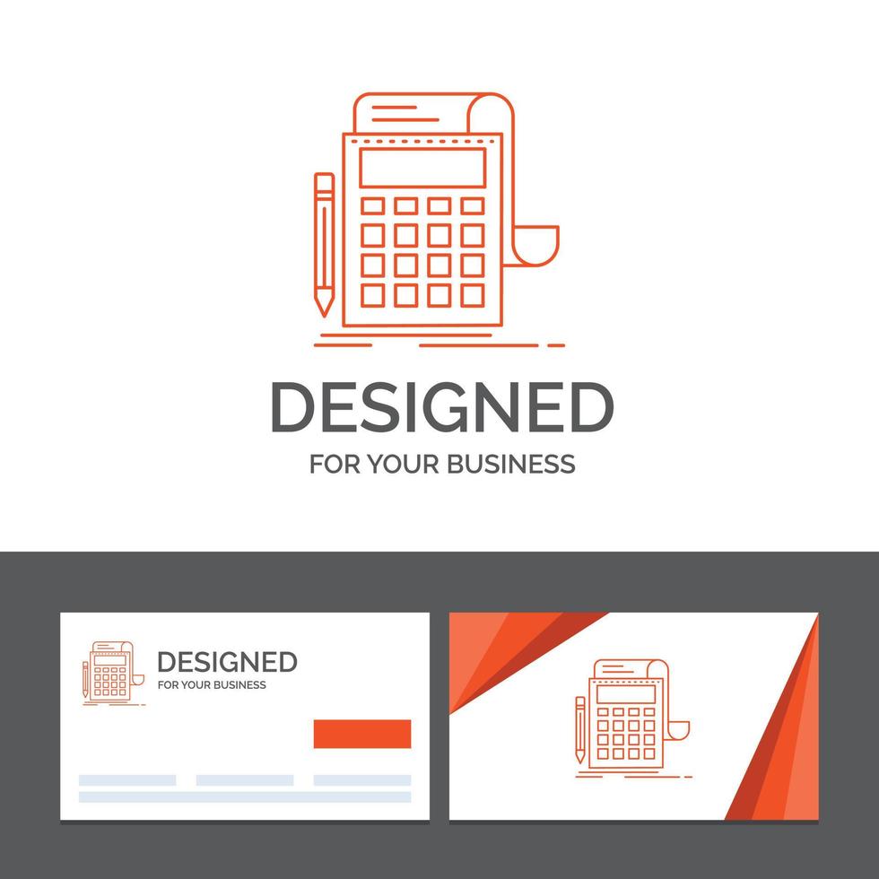 Business-Logo-Vorlage für die Buchhaltung. Prüfung. Banken. Berechnung. Taschenrechner. orange visitenkarten mit markenlogo-vorlage vektor