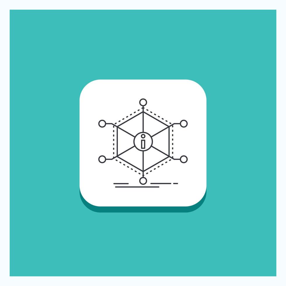 runda knapp för data. hjälp. info. information. Resurser linje ikon turkos bakgrund vektor