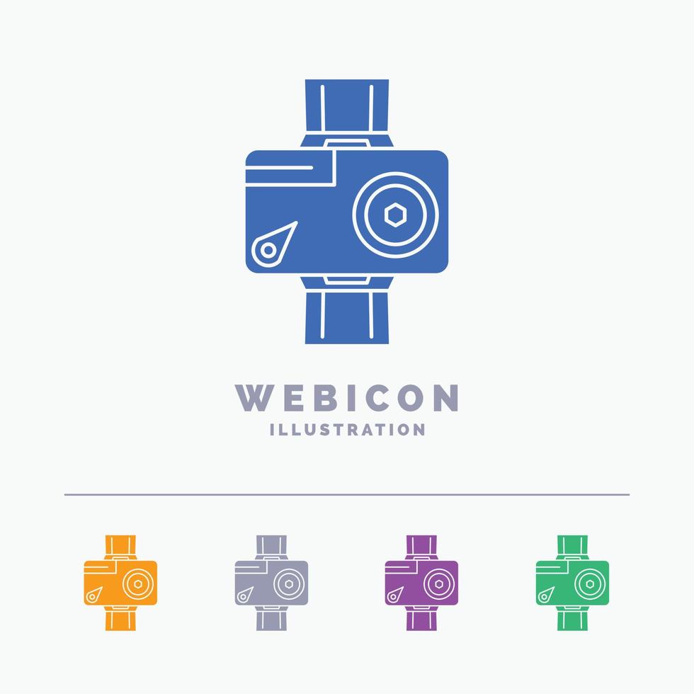 Kamera. Aktion. Digital. Video. Foto 5-farbige Glyphen-Web-Icon-Vorlage isoliert auf weiß. Vektor-Illustration vektor