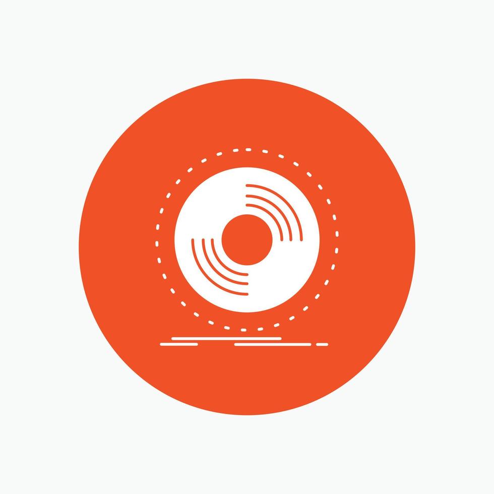 Rabatt. dj. Grammophon. Aufzeichnung. Vinyl-weißes Glyphen-Symbol im Kreis. Vektor-Button-Illustration vektor