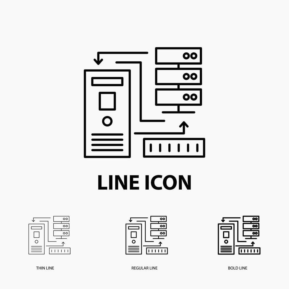 kombination. data. databas. elektronisk. information ikon i tunn. regelbunden och djärv linje stil. vektor illustration