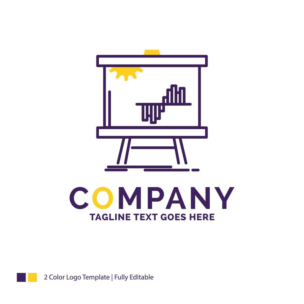 Firmenlogo-Design für Unternehmen. Diagramm. Daten. Graph. Statistiken. lila und gelbes markendesign mit platz für tagline. kreative Logo-Vorlage für kleine und große Unternehmen. vektor