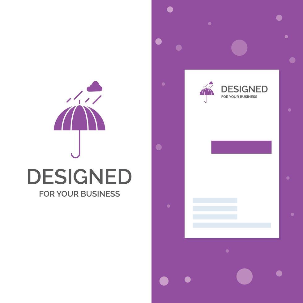 företag logotyp för paraply. camping. regn. säkerhet. väder. vertikal lila företag .besöker kort mall. kreativ bakgrund vektor illustration