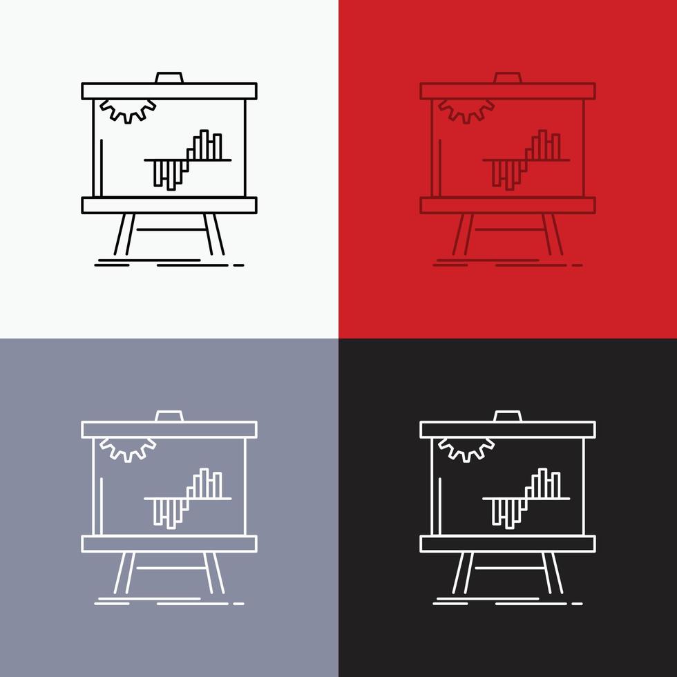 Geschäft. Diagramm. Daten. Graph. Statistiksymbol über verschiedenen Hintergründen. Linienstil-Design. entwickelt für Web und App. eps 10-Vektorillustration vektor