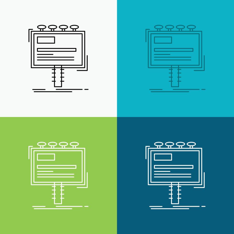 Anzeige. Anzeige. Werbung. Werbetafel. Promo-Symbol über verschiedenen Hintergrund. Linienstil-Design. entwickelt für Web und App. eps 10-Vektorillustration vektor