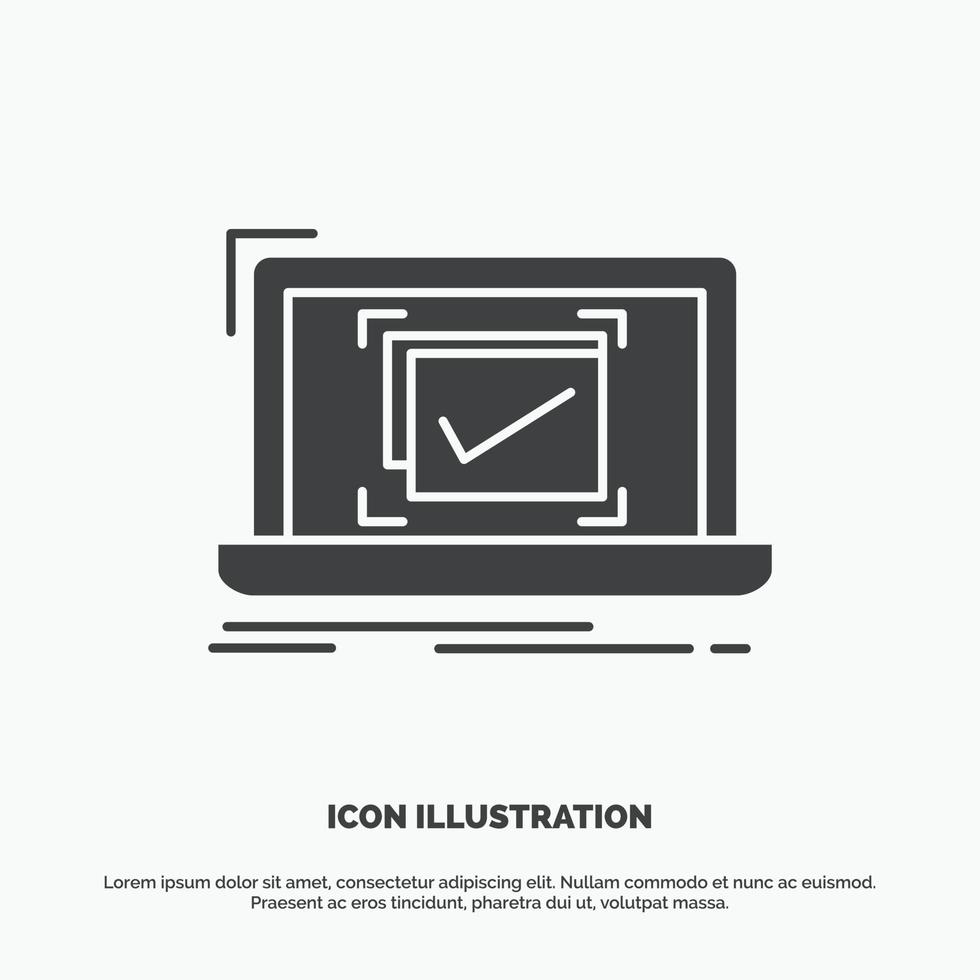 System. Überwachung. Checkliste. gut. OK-Symbol. Glyphenvektor graues Symbol für ui und ux. Website oder mobile Anwendung vektor