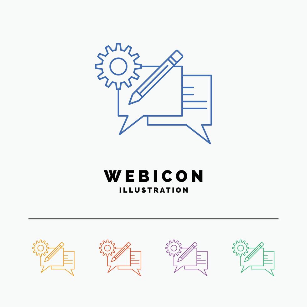 Plaudern. Kommunikation. Diskussion. Einstellung. Nachricht 5 Farblinie Web-Icon-Vorlage isoliert auf weiß. Vektor-Illustration vektor