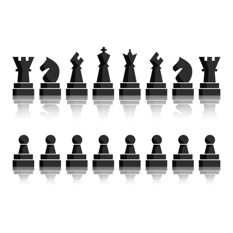 svart schack styrelse siffror ikon uppsättning vektor