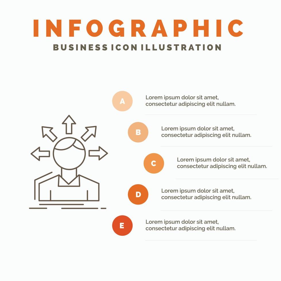 Umrechnungsdifferenz. Diversität. Optionen. Struktur. Benutzerübergangs-Infografik-Vorlage für Website und Präsentation. Linie graues Symbol mit orangefarbener Infografik-Stil-Vektorillustration vektor