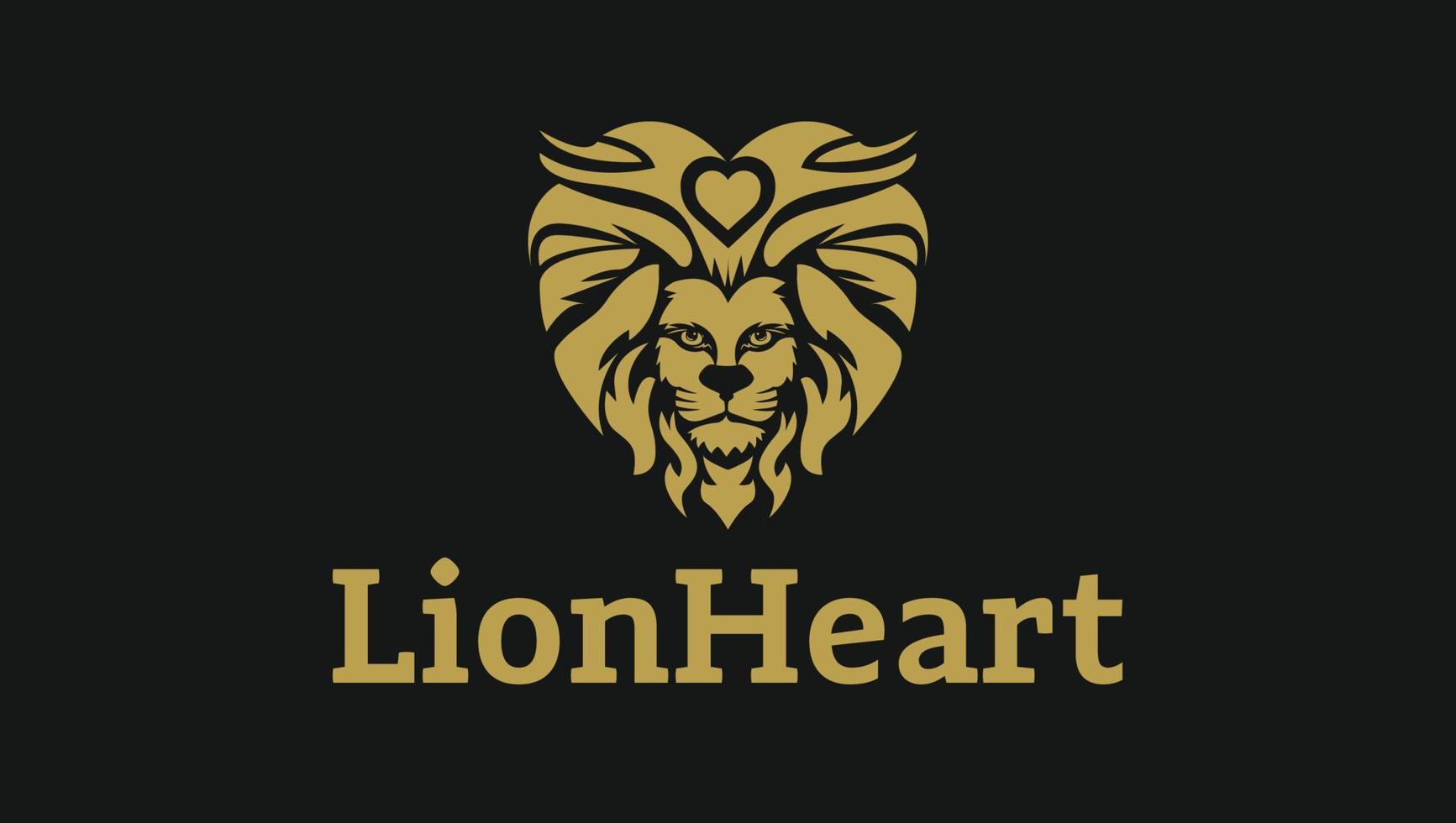 lejon hjärta modern stark djärv logotyp design mall vektor