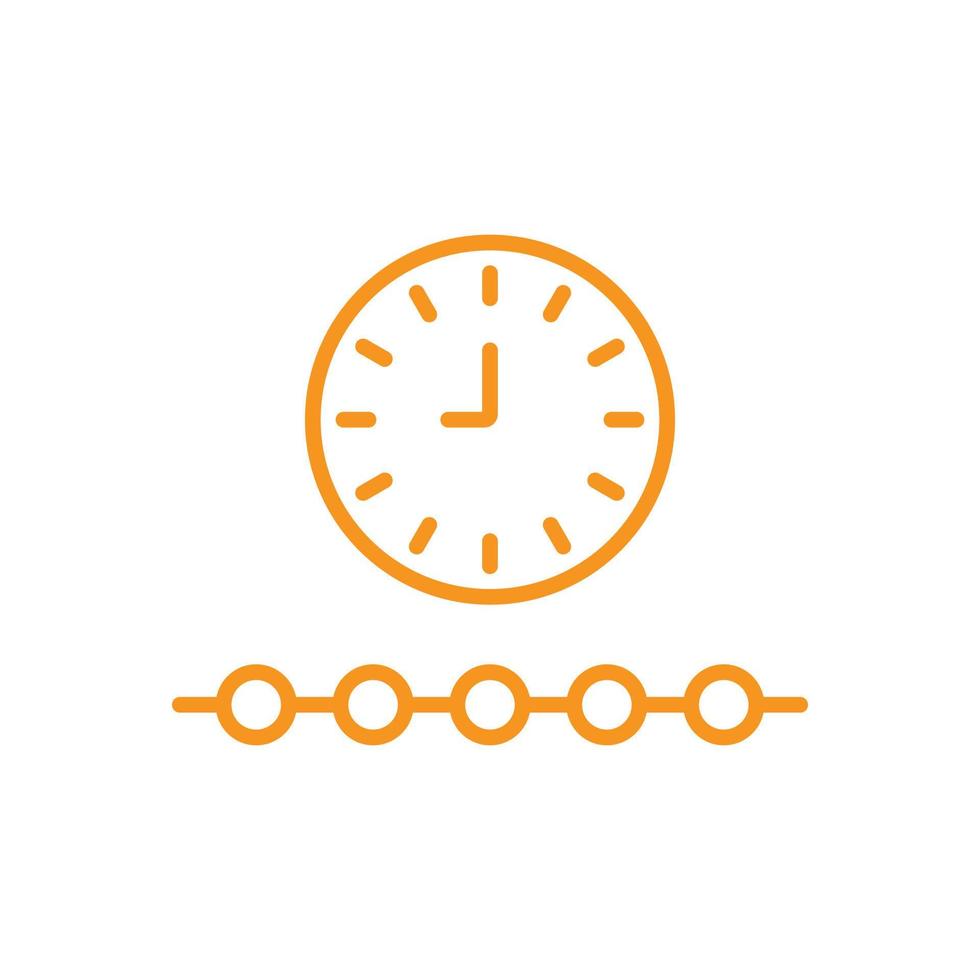 eps10 orangefarbenes Vektorzeitachsen- oder Fortschrittsliniensymbol isoliert auf weißem Hintergrund. Fintech-Technologie-Umrisssymbol in einem einfachen, flachen, trendigen, modernen Stil für Ihr Website-Design, Logo und mobile App vektor