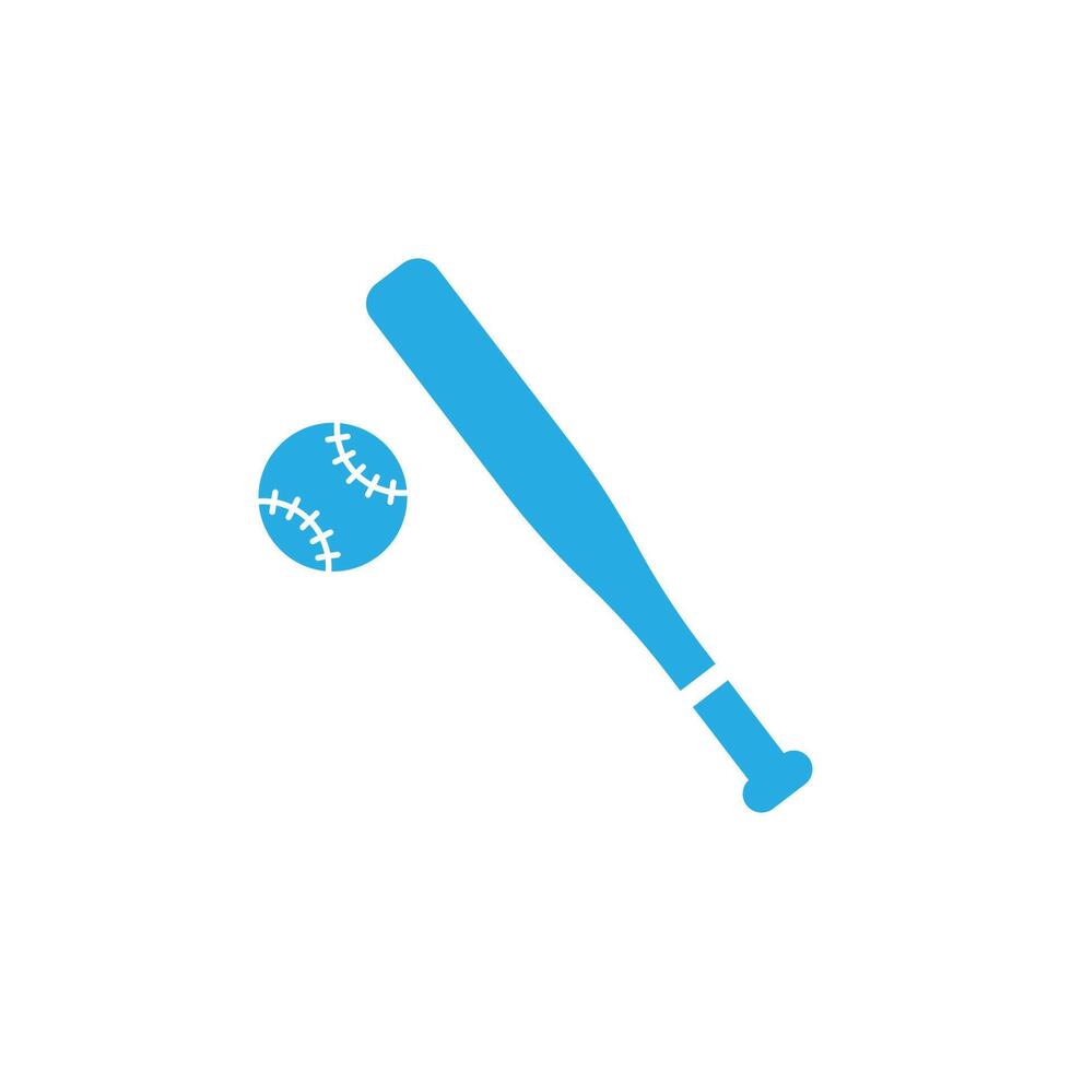 eps10 blauer Vektor-Baseballschläger und feste Kunstikone des Balls lokalisiert auf weißem Hintergrund. Holzstab oder Sportsymbol in einem einfachen, flachen, trendigen, modernen Stil für Ihr Website-Design, Logo und mobile App vektor