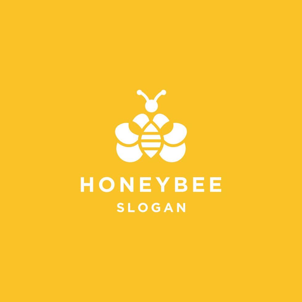 honungsbiet logotyp ikon platt formgivningsmall vektor
