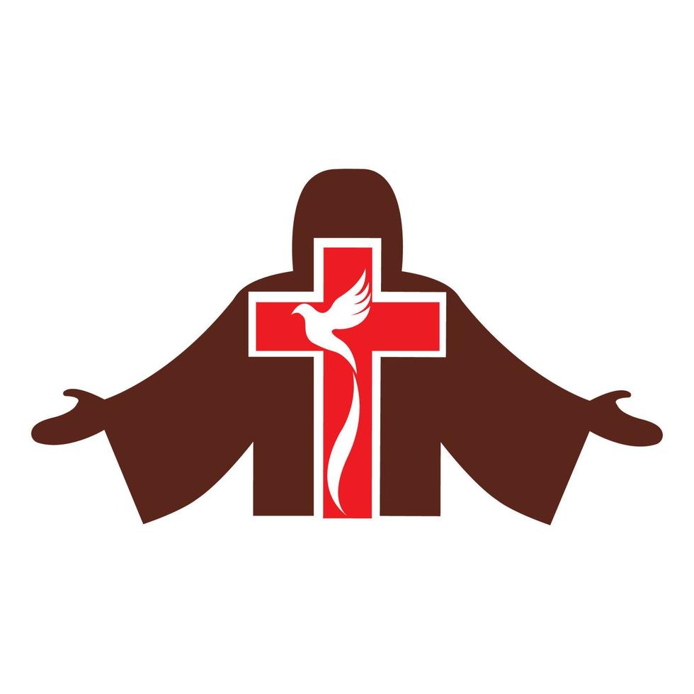 kyrka kristen linje konst logotyp design, kristen symboler. vektor